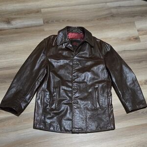 Oscar Leopold Cuir Leather Chocolate Brown Boho Hippie 70's Jacket Size L